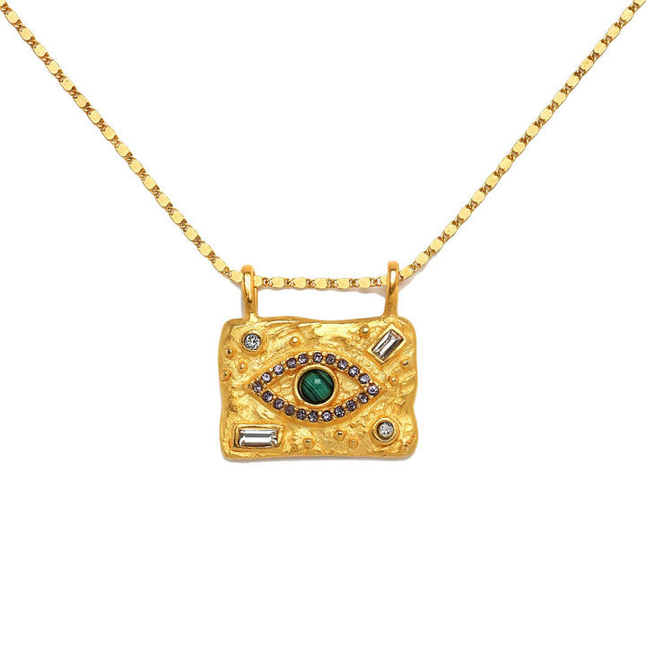 Collar con colgante de amuleto de mal de ojo de cristal natural de Olivenorma