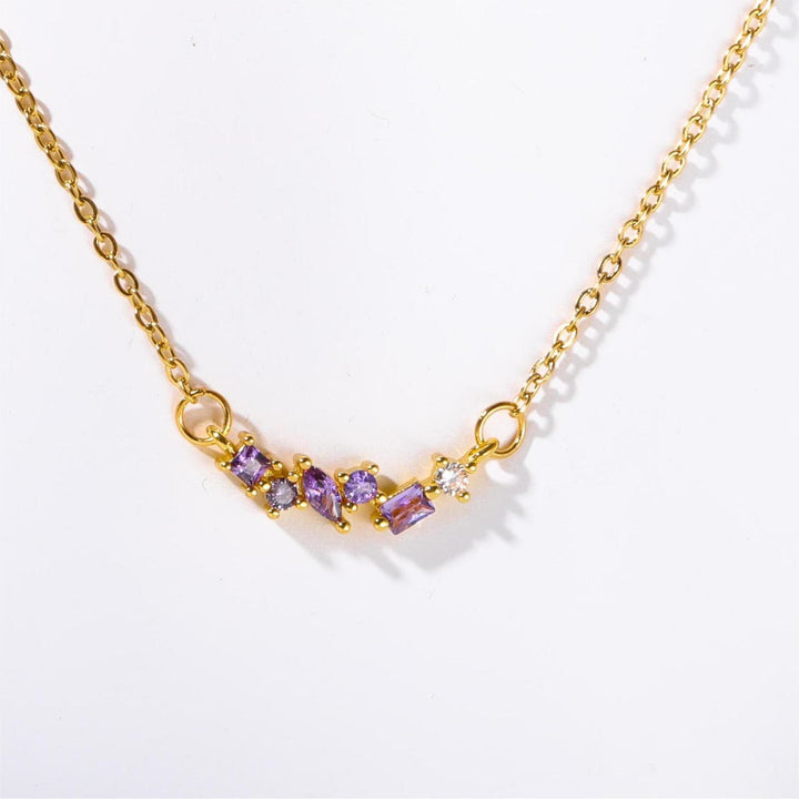 Collar de oro bañado en cobre con colgante de cuentas de piedra natal múltiple de Olivenorma