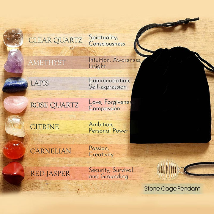 Juego de cristales naturales para la curación de chakras y yoga