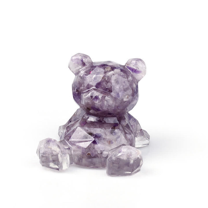 Espejo de cristal de Olivenorma con forma de oso y piedras preciosas decorativas