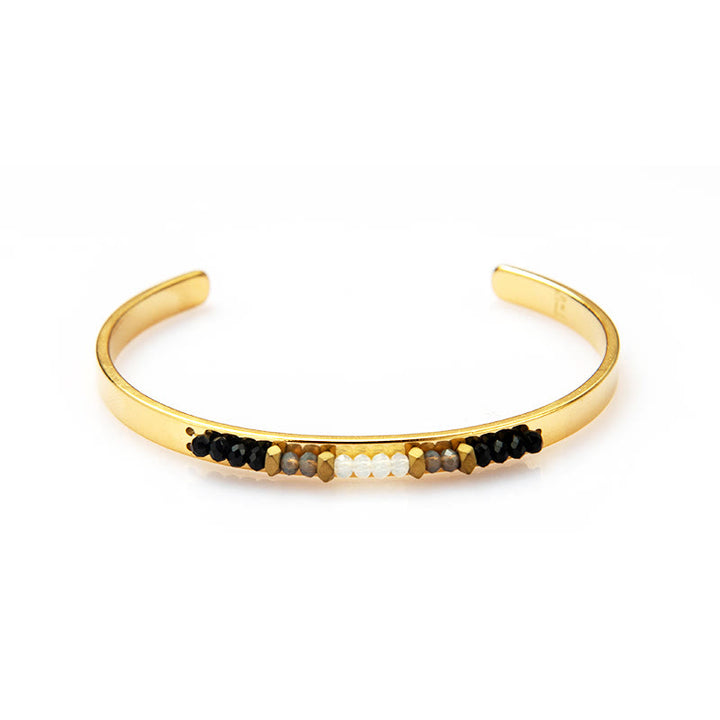 Pulsera abierta de piedra natural estilo étnico bohemio de Olivenorma