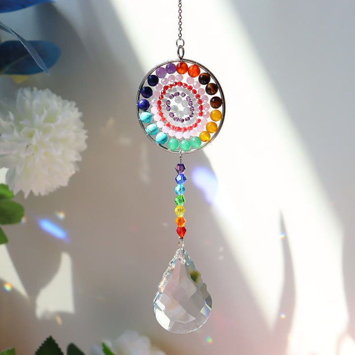 Atrapasol de cristal de Olivenorma, carillón de viento para chakras hecho a mano 