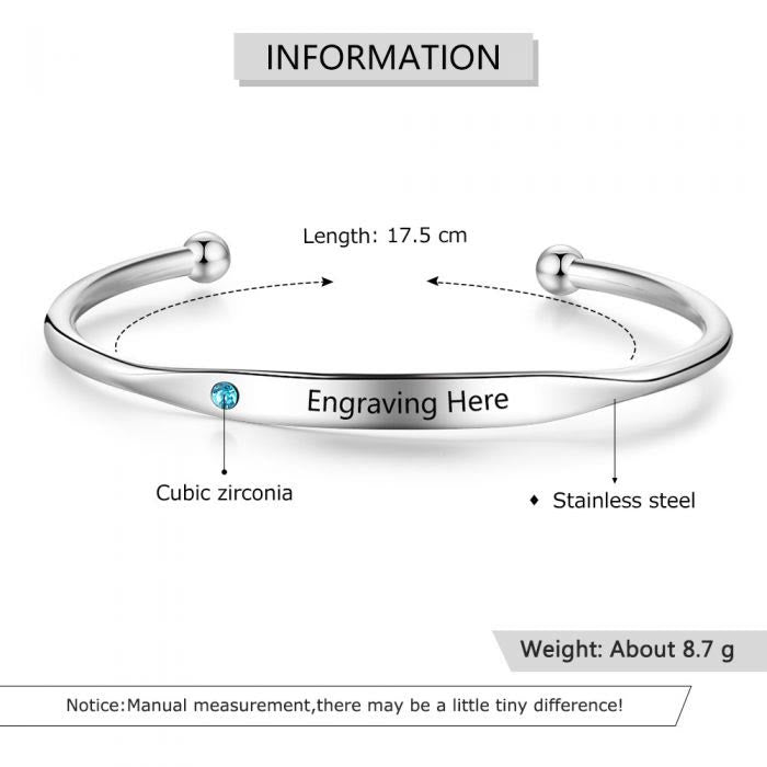 Pulsera personalizada con grabado de piedra natal de Olivenorma