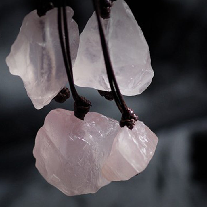 Collar de piedra preciosa de cuarzo rosa natural 