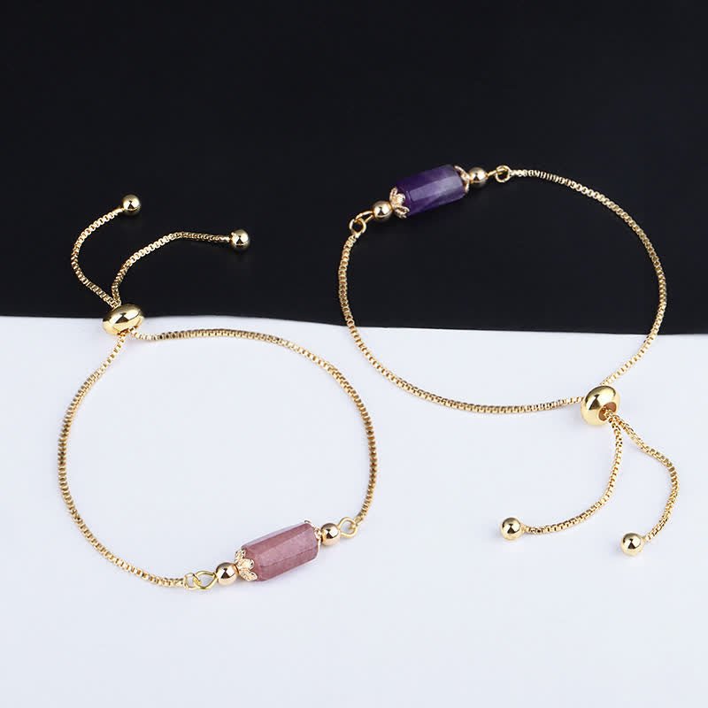 Pulsera delicada de cadena dorada con cristales naturales de Olivenorma 