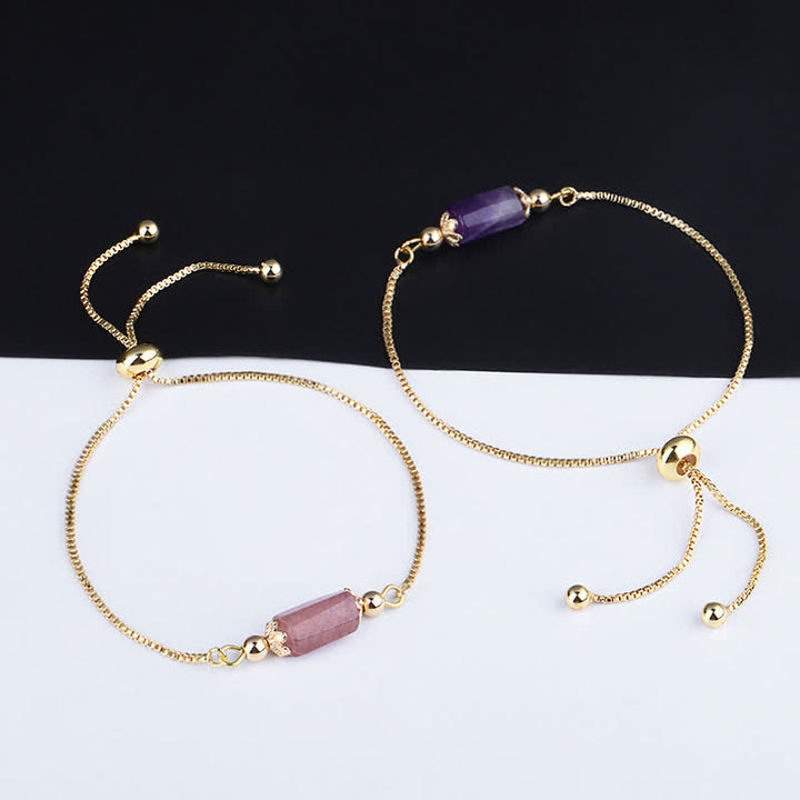 Pulsera delicada de cadena dorada con cristales naturales de Olivenorma 