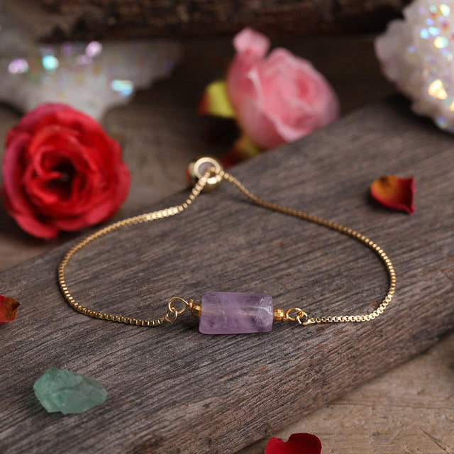 Pulsera de cadena de metal con piedras prismáticas de cristal natural de Olivenorma