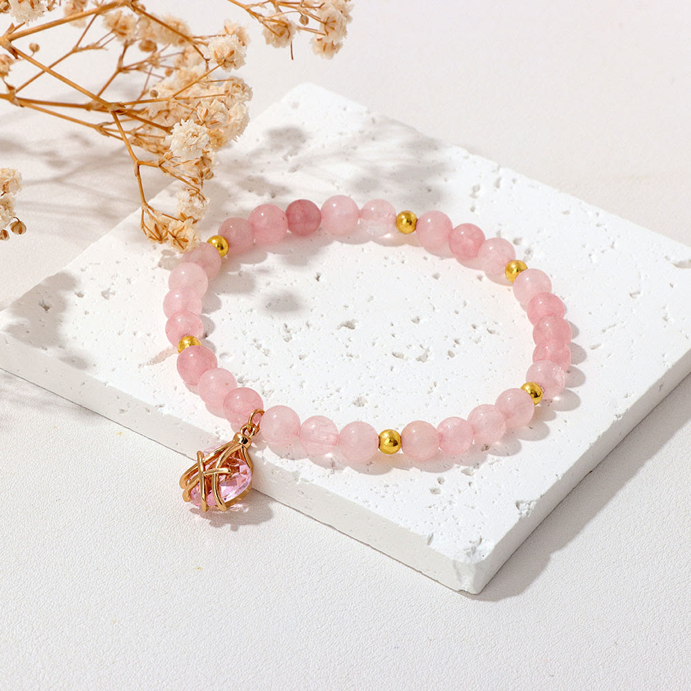 Pulsera con dije de corazón de piedra natural de Olivenorma