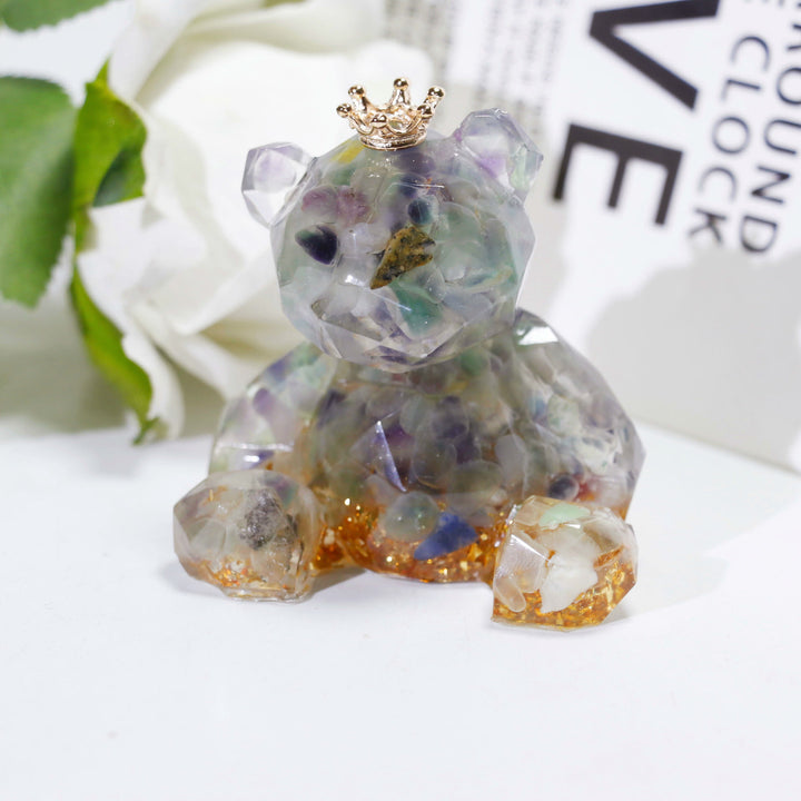 Adorno de oso de resina con grava de cristal de Olivenorma , decoración con piedras preciosas