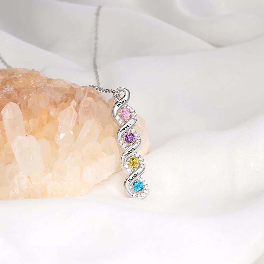 Collar con nombre grabado en piedra natal para mujer de Olivenorma