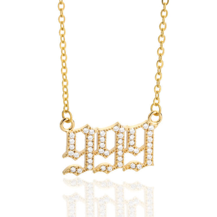 Collar con número de ángel y circonita de Olivenorma