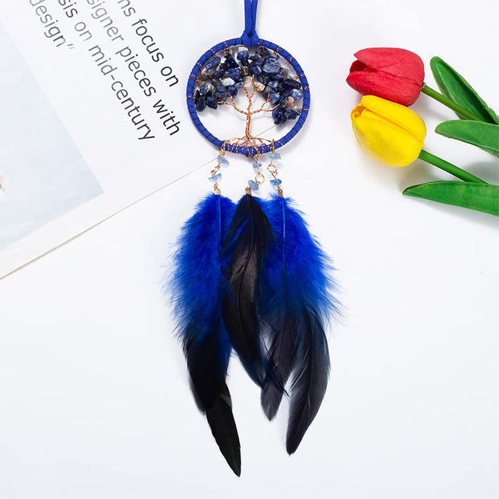 Adorno para coche con atrapasueños de plumas de cristal del árbol de la vida de Olivenorma 