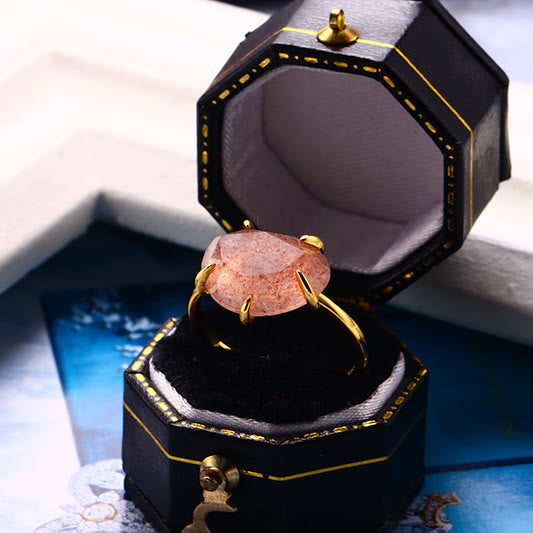 Anillo de cinco puntas de cuarzo fresa natural de Olivenorma