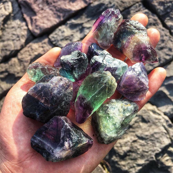 Piedra natural fluorita arcoíris cristalina de Olivenorma