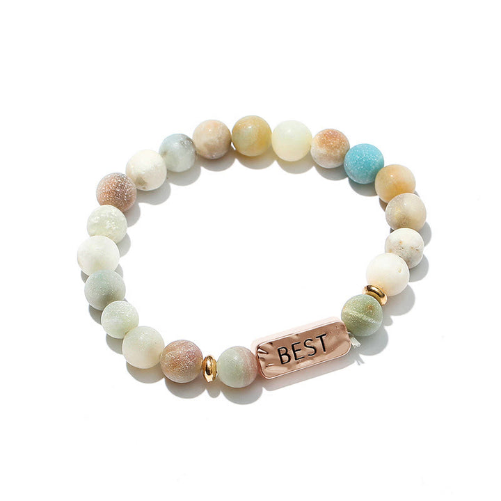 Juego de pulseras con grabado de 3 piezas con piedras preciosas naturales de Olivenorma Best Friend Forever