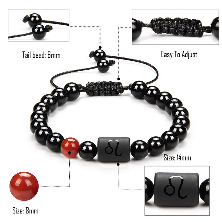 Pulsera tejida para hombre con ónix negro natural del zodiaco de Olivenorma