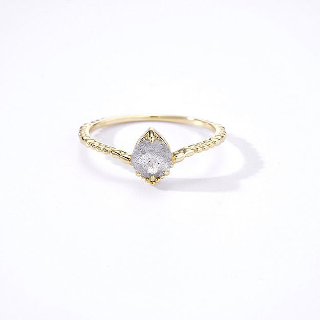 Anillo de plata 925 con labradorita natural de Olivenorma 