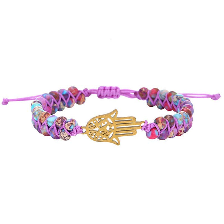 Pulsera Hamsa de piedra del emperador morado de la conciencia espiritual