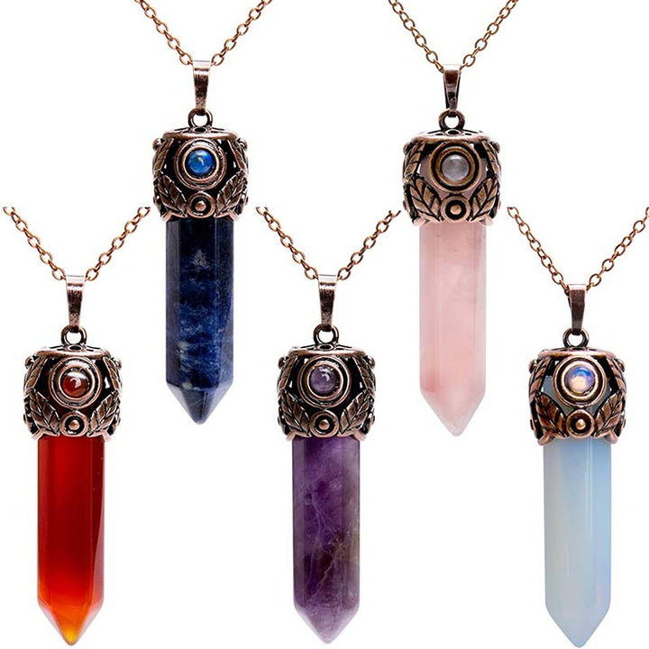 Collar hexagonal de cristal natural de Olivenorma