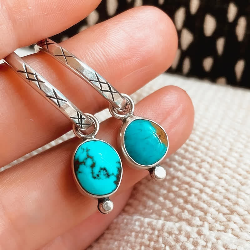 Pendientes retro turquesa en plata 925 de Olivenorma