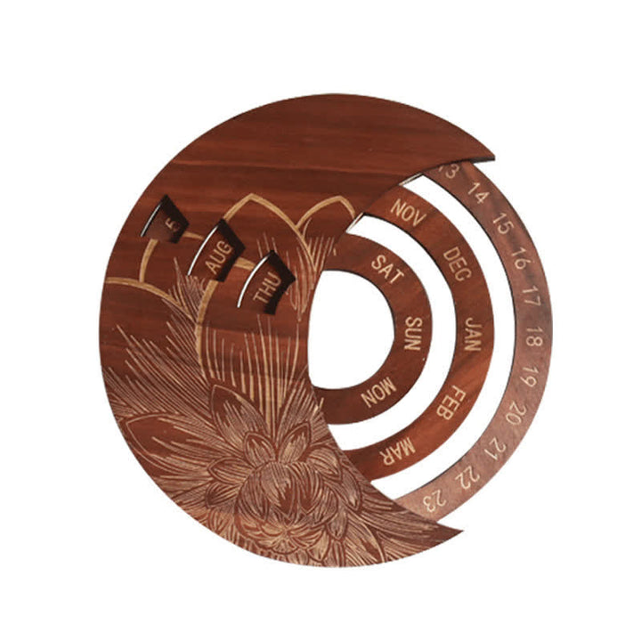 Calendario perpetuo de luna creciente de madera con forma de círculo de Olivenorma