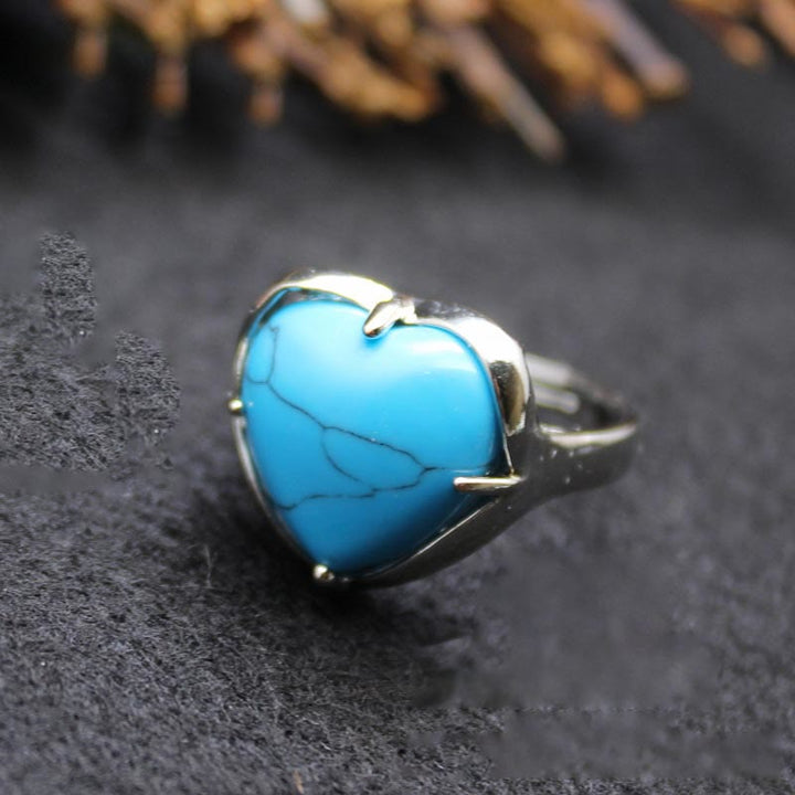 Anillo de corazón de cristal de piedra natural Olivenorma