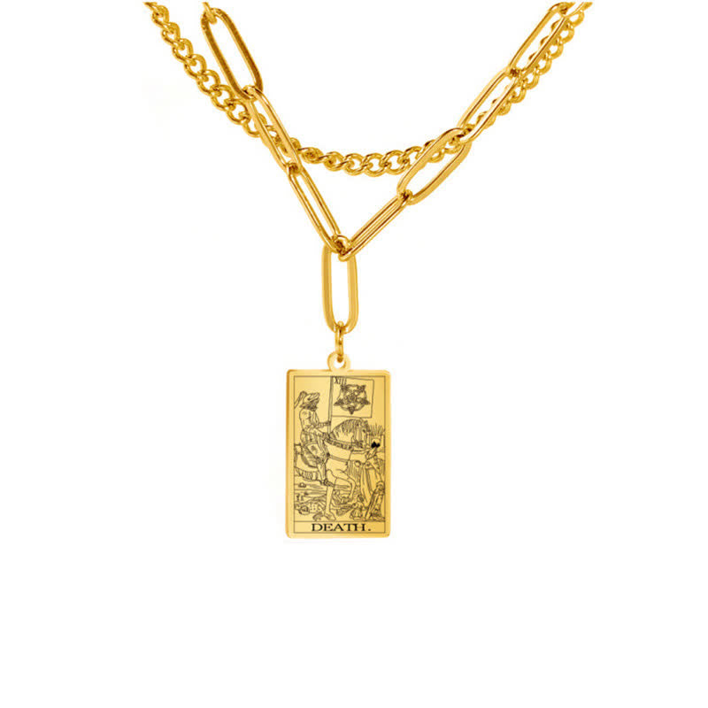 Collar de doble cadena con la carta del tarot de Olivenorma
