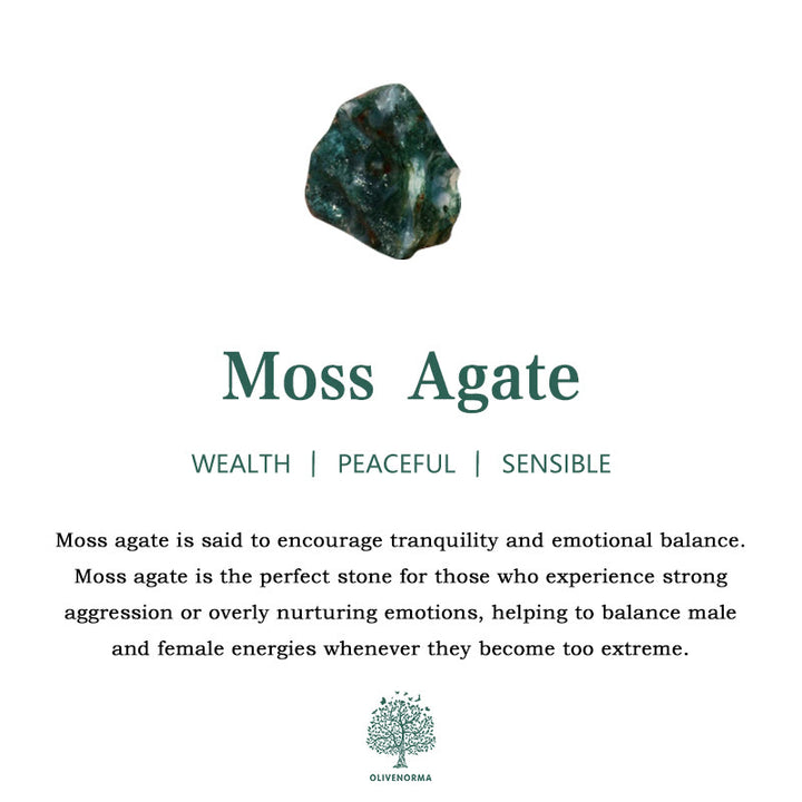 Juego de 3 anillos de ágata musgosa natural "Sense Of Tranquillity" de Olivenorma