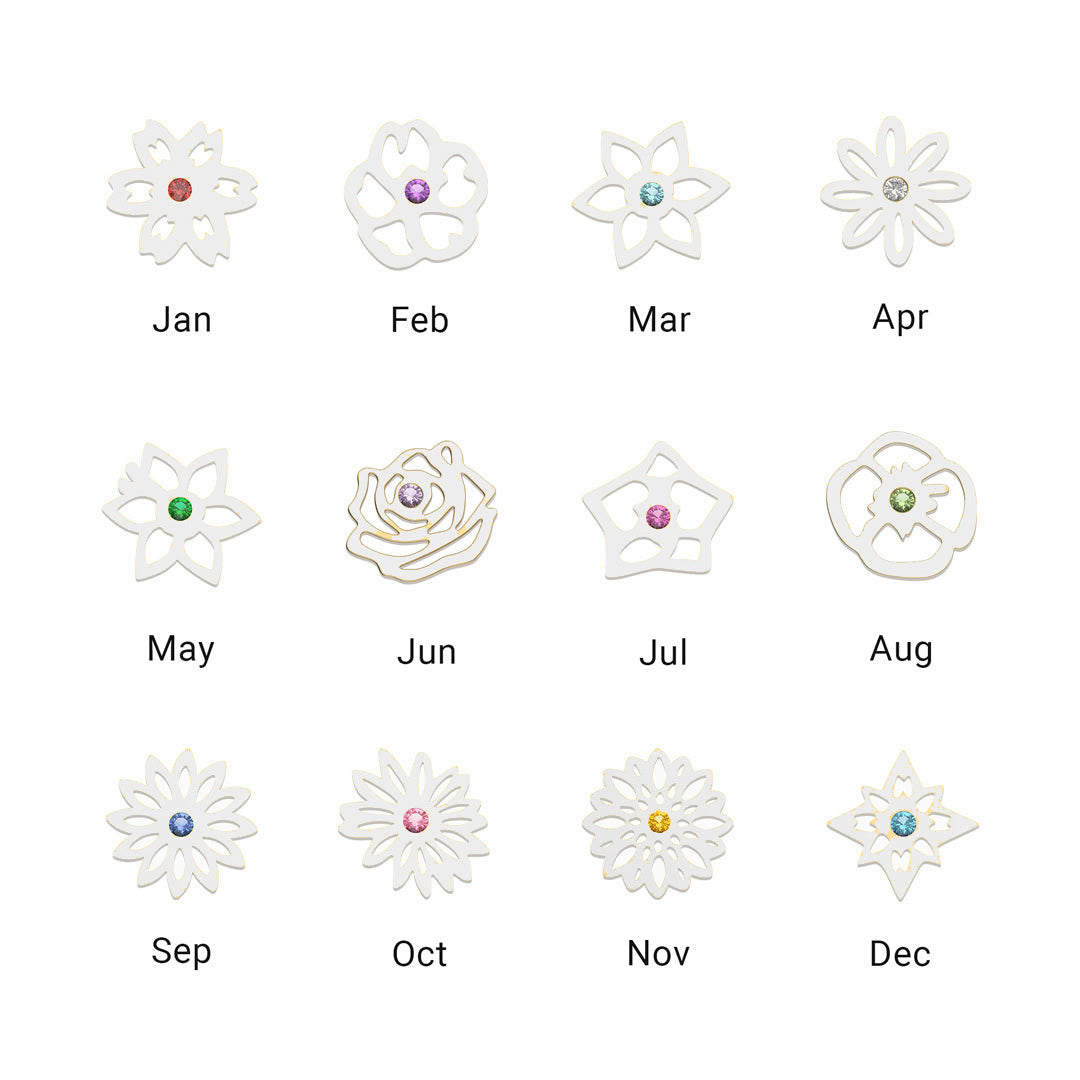 Pulsera de flores de nacimiento con piedra natal de Olivenorma 1-8 