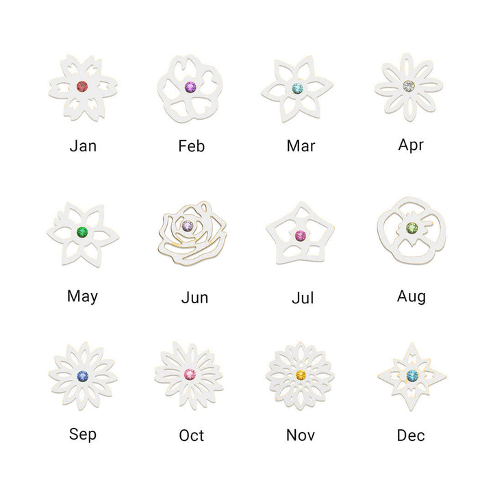 Pulsera de flores de nacimiento con piedra natal de Olivenorma 1-8 