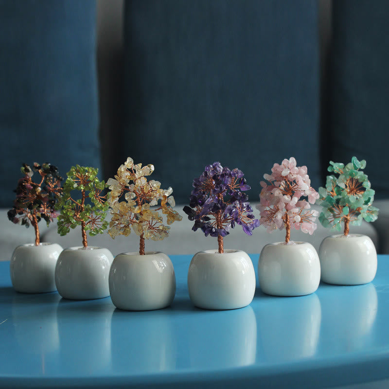 Árbol de Feng Shui con piedras preciosas de múltiples cristales de Olivenorma 