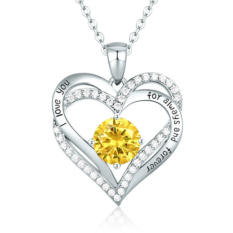 Olivenorma "Te amo por siempre y para siempre" - Collar de corazón en tono de nacimiento 