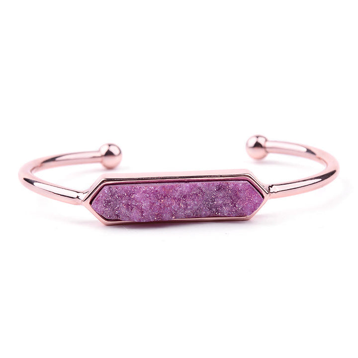 Pulsera de cobre y metal con cristales naturales de Olivenorma