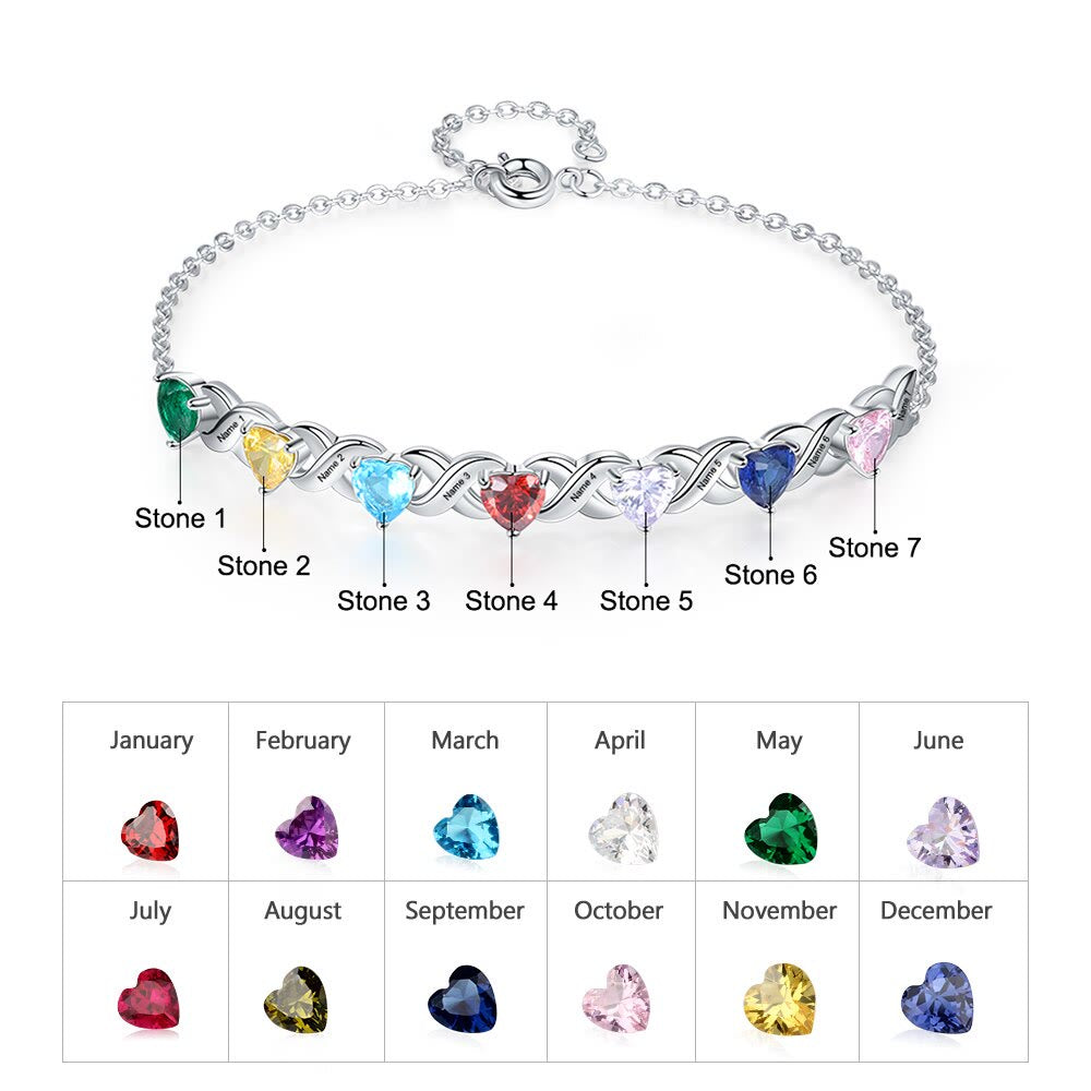 Pulsera con piedra natal de madre grabada personalizada de Olivenorma