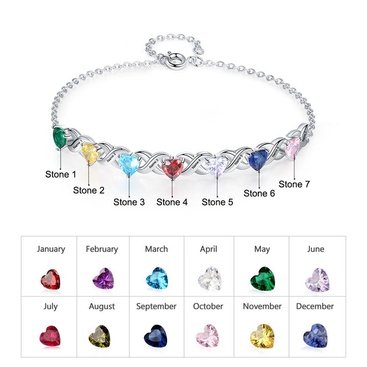 Pulsera con piedra natal de madre grabada personalizada de Olivenorma