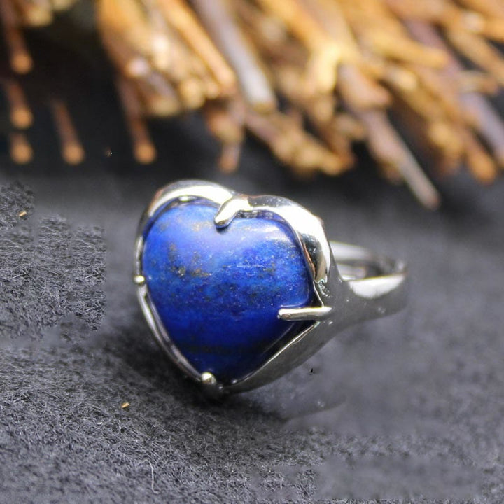 Anillo de corazón de cristal de piedra natural Olivenorma
