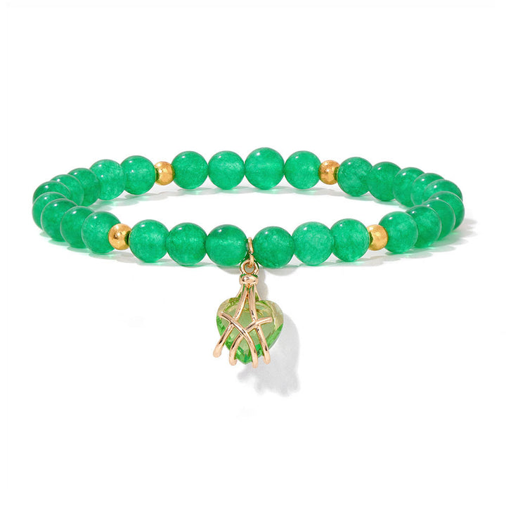 Pulsera con dije de corazón de piedra natural de Olivenorma