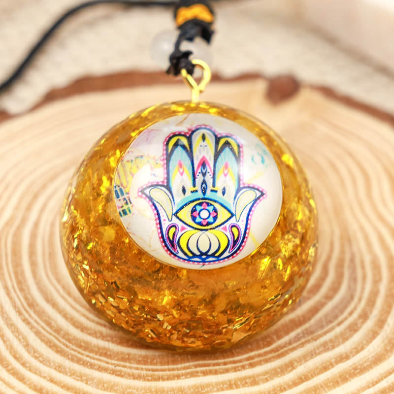 Collar de hamsa curativo con citrino natural de Olivenorma