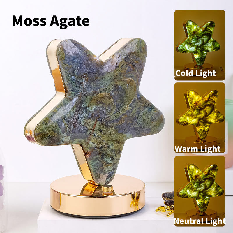 Lámpara de mesa de noche de piedra de cristal natural Olivenorma Decoración con piedras preciosas