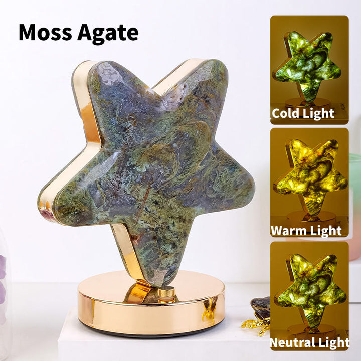 Lámpara de mesa de noche de piedra de cristal natural Olivenorma Decoración con piedras preciosas