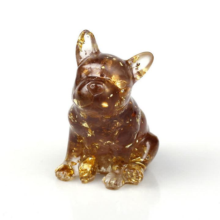 Adorno con piedras preciosas de bulldog francés de cristal de Olivenorma