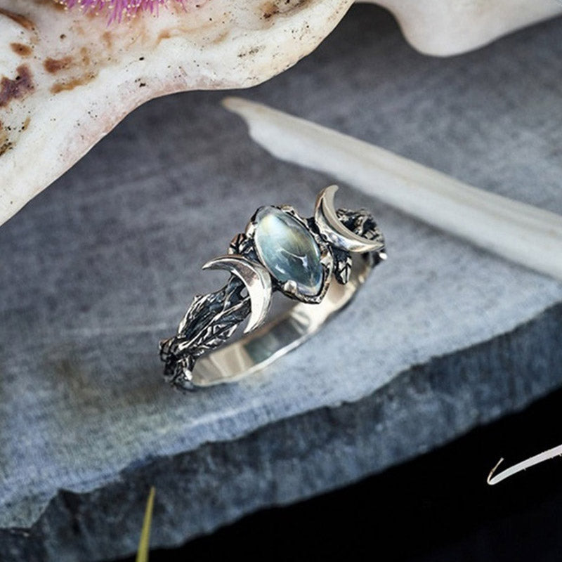 Anillo de luz lunar de piedra lunar Olivenorma