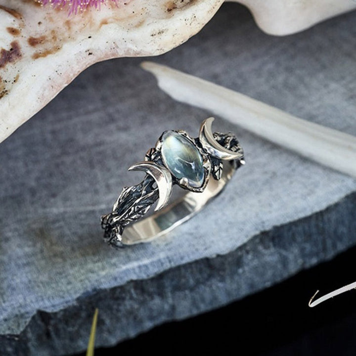 Anillo de luz lunar de piedra lunar Olivenorma