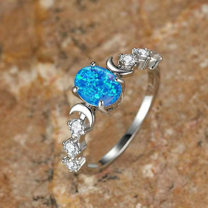 Anillo de ópalo con fases de luna creciente "Piedra de purificación" de Olivenorma