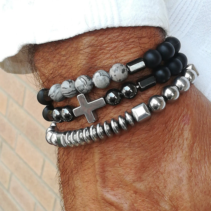 Pulsera con piedras preciosas apilables para hombre de Olivenorma