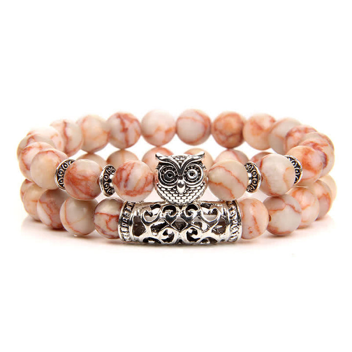 Pulsera de cuentas de cristal natural con forma de búho de Olivenorma 