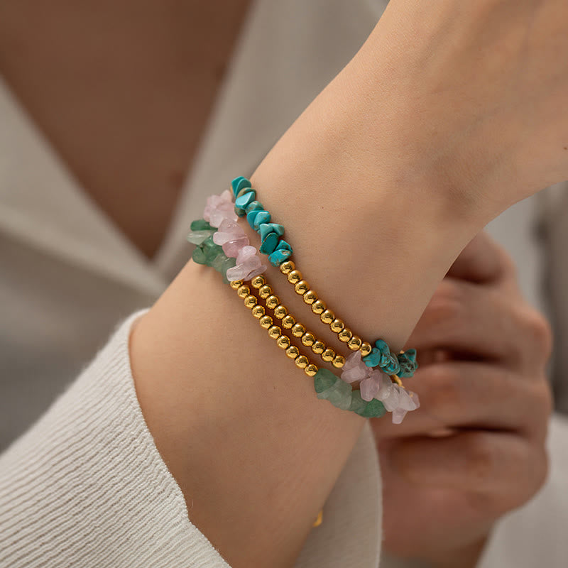 Pulsera de cuentas de oro con cristales triturados naturales de Olivenorma