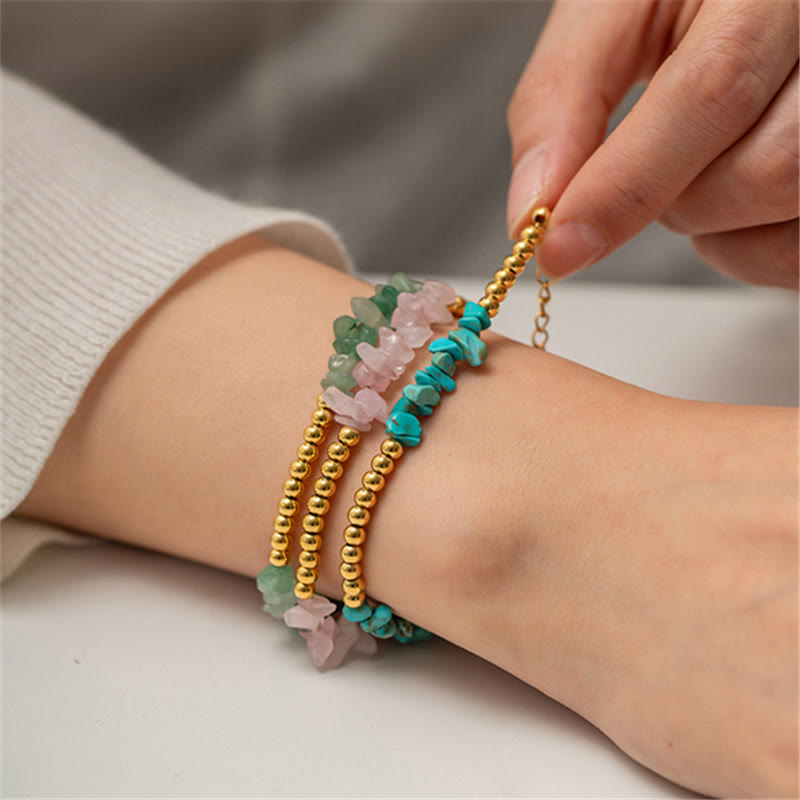 Pulsera de cuentas de oro con cristales triturados naturales de Olivenorma