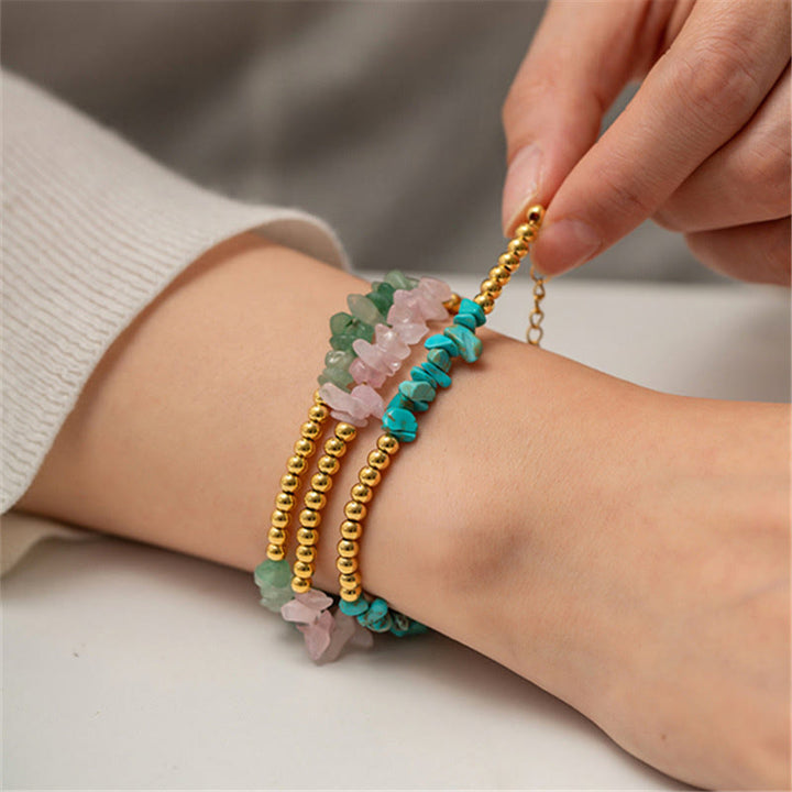 Pulsera de cuentas de oro con cristales triturados naturales de Olivenorma