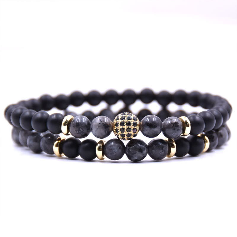 Pulsera de cuentas de cristal natural de dos capas para hombre de Olivenorma